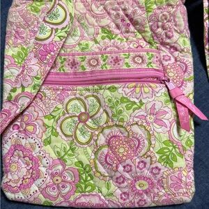 Floral Pink and Green Quilted Crossbody Bag